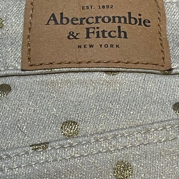 Abercrombie & Fitch Silver Gold Polka Dot Skinny Jeans Size 2R W26 NEW MSRP $88 - Picture 6 of 7